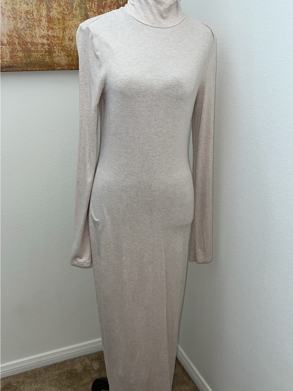 Forever 21 Light Beige Turtleneck Maxi Dress